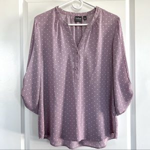 New York & Company Lilac Polka Dot Blouse - 3/4 sleeve